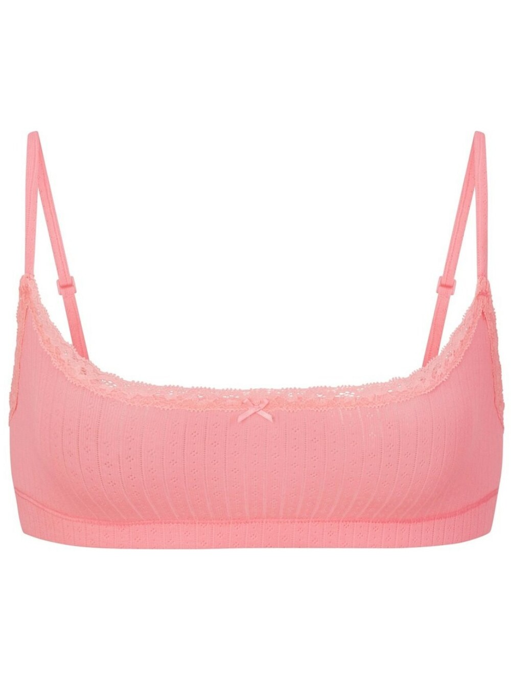Skims Lightweight Cotton Pointelle Scoop Bralette in color Melon Tonal